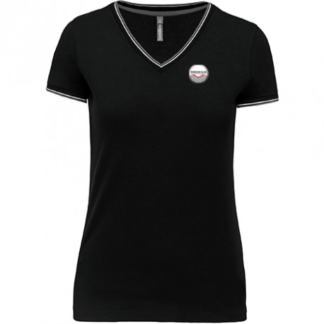 T-shirt maille piquée col V FEmme