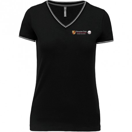 T-shirt maille piquée col V FEmme