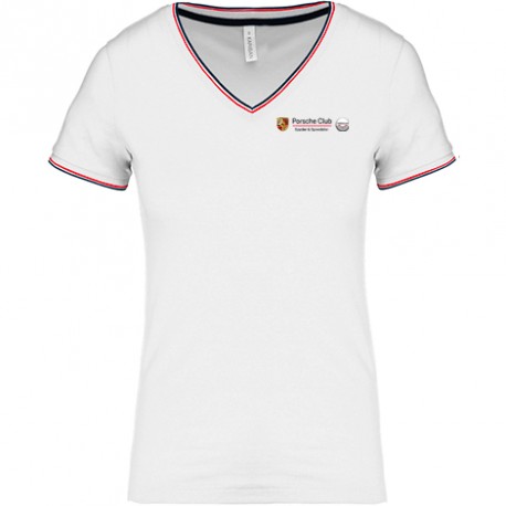 T-shirt maille piquée col V FEmme