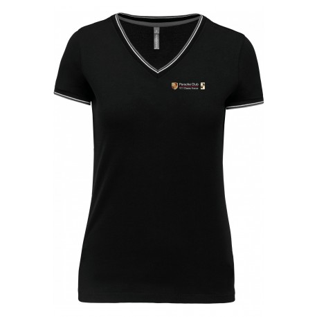Tee shirt col V maille piquée Femme 911